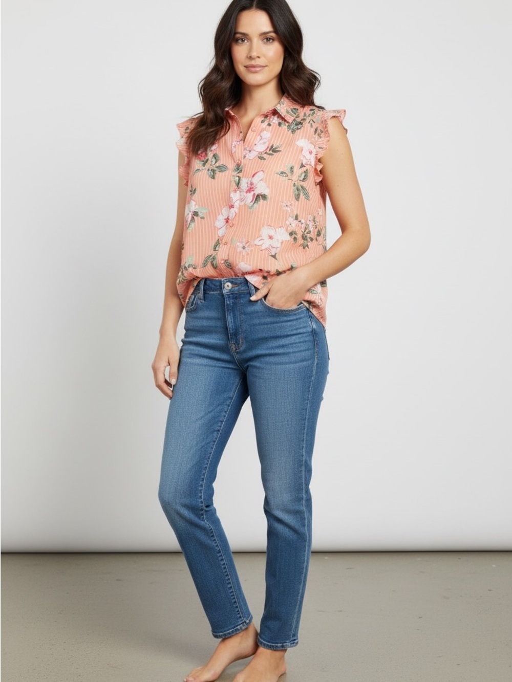 Women 2-pack Elle Pink and Yellow Floral Blouses Lightweight Summer Tops Small - Picture 3 of 8